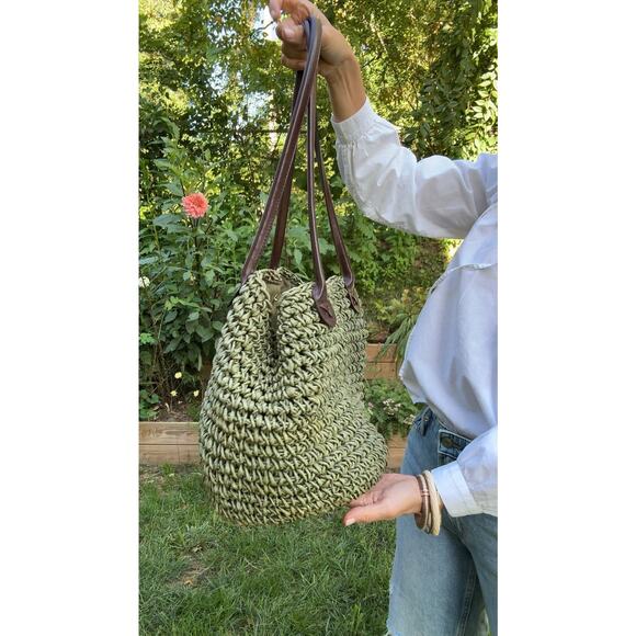 Olive Woven Tote Bag - Picture 5 of 6